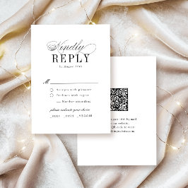 Cartão RSVP Elegante Tipografia Atemporal Simples Casamento