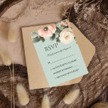 Cartão RSVP Elegante Vintage Pessegueiro vitoriano floral<br><div class="desc">Elegante vintage Victorian French chic peony rosa flores pastel pastel verde color convite para casamento RSVP vards,  pêssego rosa floral flores convite para casamento RSVP cartas RSVP</div>