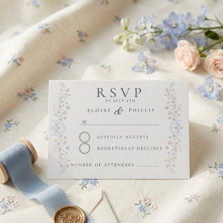 Cartão RSVP Elegante Vintage Soft Floral Regency Casamento RSV