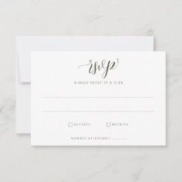Cartão RSVP Elegante White Floral Greenery Foliage Wedding RSV