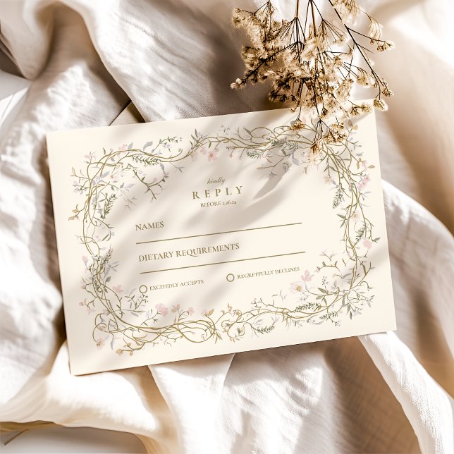 Cartão RSVP Elegante Woodland Fern Wedding (Criador carregado)