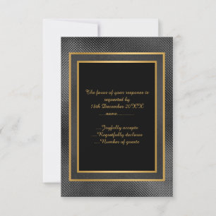 CARTÃO RSVP ELEGANTES CAMADAS COM RELEVO EM OURO PRETO PERSONA