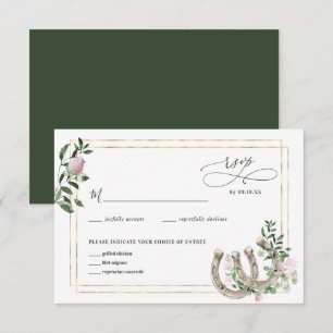 Cartão RSVP Elegantes Ferraduras de Trevo Botânico Casamento