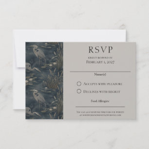 Cartão RSVP Elegantes Garças Mal-humoradas Aves na Água Casame