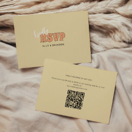 Cartão RSVP ELLIE Código QR Casamento Simples Retro & Ousado