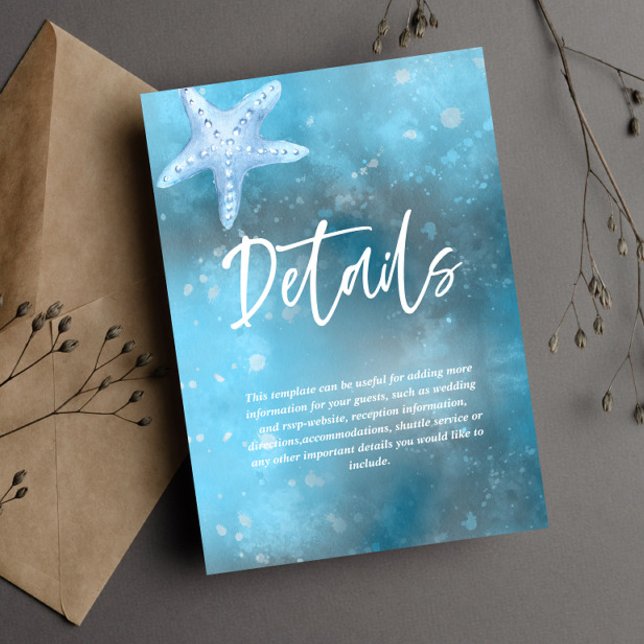 Cartão RSVP Embalagem de Casamento de Verão no Mar Azul Profun (Criador carregado)