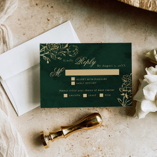 Cartão RSVP Emerald Dourado seleção de refeição de casamento B