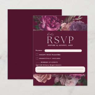 Cartão RSVP Emerald Green e gold Floral Weding