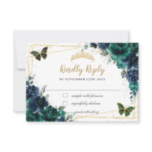 Emerald Green Marinho Borboletas Florais Quinceañe