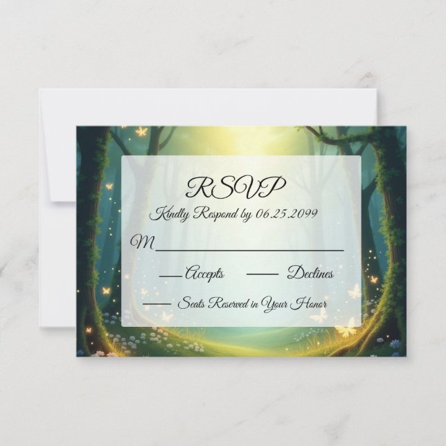 Cartão RSVP Encantada Sunlit Glimmer Grove (Frente)