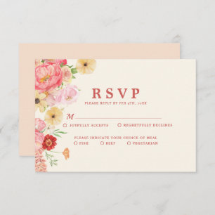 Cartão RSVP Encantando Aquarela Manteiga Floral Amarelo Casame