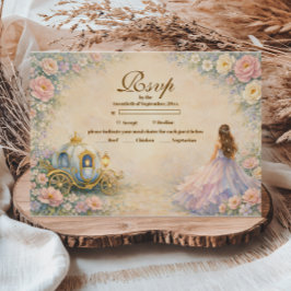 Cartão RSVP Enchanted Carriage Fairytale Quinceañera
