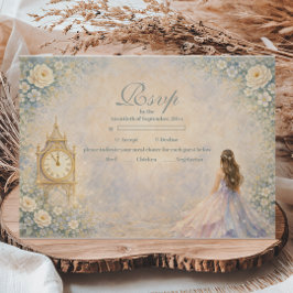 Cartão RSVP Enchanted Fairytale Garden Quinceañera