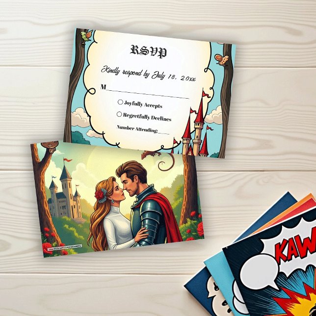 Cartão RSVP Enchanted Forest Woodland Castle Fairytale Wedding (Criador carregado)