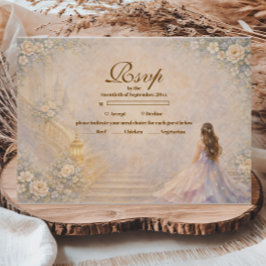Cartão RSVP Enchanted Palace Fairytale Quinceañera