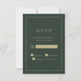Cartão RSVP Enclausura de casamento elegante em verde esmerald