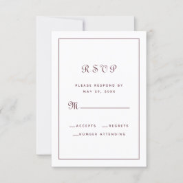 Cartão RSVP Enclave Burgundy Esmerado Clássico de Casamento