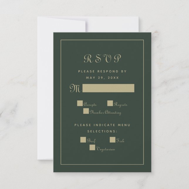 Cartão RSVP Enclosure de Casamento de Jantar em Elegant Script (Frente)