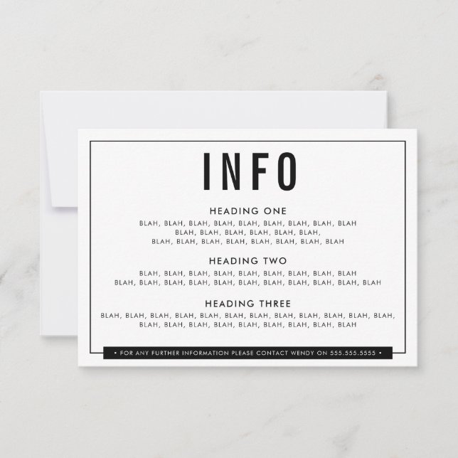 Cartão RSVP ENCLOSURE DETAIME divertimento em negrito bloco pr (Frente)