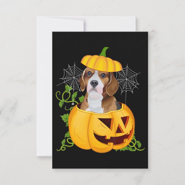Cartão RSVP Engraçada Pumpkin Halloween Beagle Bruxa Pumpkin (Frente)