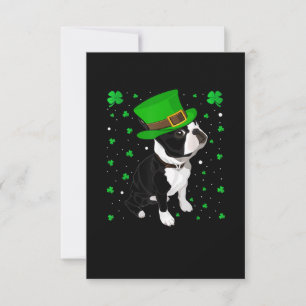 Cartão RSVP Engraçado Irlandês Leprechaun Que Boston Terrier