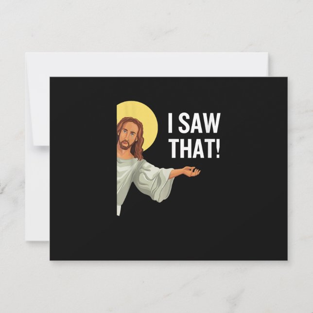 Cartão RSVP Engraçado Jesus Meme Eu Vi Que Christian Cote Deus (Frente)