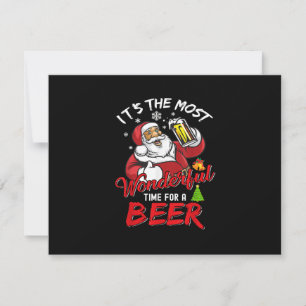 Cartão RSVP Engraçado Natal Santa Claus Bebendo Beer Wonderfu