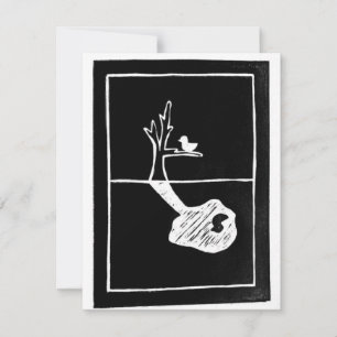 Cartão RSVP Enraizado em Outro Lugar - linocut sombra de pássa