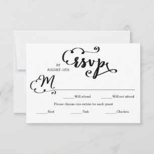 Cartão RSVP Entrada do Damask de Script de Casamento - Placa R