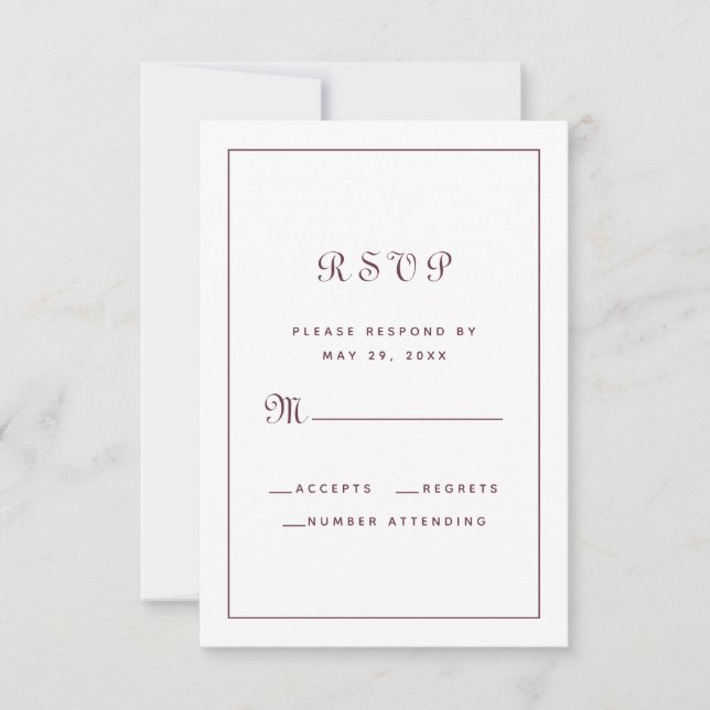 Cartão RSVP Envelope Clássico de Casamento em Script Elegante  (Frente)