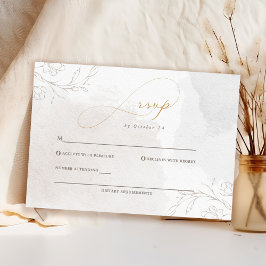 Cartão RSVP Envelope com Desenho Botânico Floral de Letra Eleg
