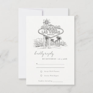 Cartão RSVP Esboço da Paisagem de Casamento em Las Vegas Nevad