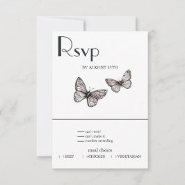 Cartão RSVP Esboço de Borboleta
