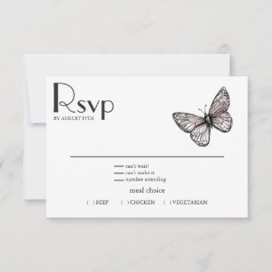 Cartão RSVP Esboço de Borboleta