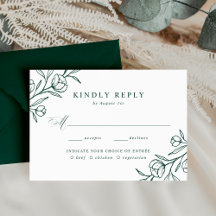 Esboço Floral Escolha de Refeição Verde Casamento