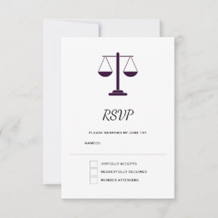 Cartão RSVP Escalas da Justiça Serviços Jurídicos Símbolo Grad
