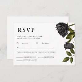 Cartão RSVP Escolha da Refeição do Rosa Negro de Casamento Gót