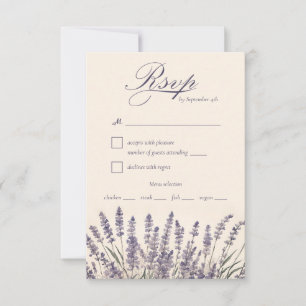 Cartão RSVP Escolha das Refeições de Casamento de Lavanda Roxo