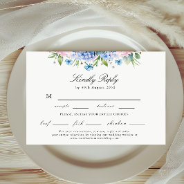 Cartão RSVP Escolha de Comida de Casamento Elegante Hortênsia