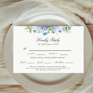 Cartão RSVP Escolha de Comida de Casamento Elegante Hortênsia