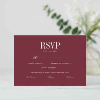 Cartão RSVP Escolha de Entrada de Casamento Romântico Elegante
