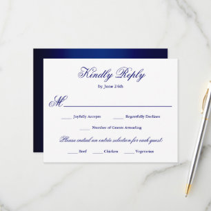 Cartão RSVP Escolha de Refeição Azul Real Roteiro Formal