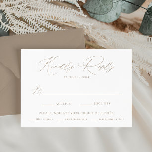 Cartão RSVP Escolha de Refeição Bege Moderno e Elegante para C