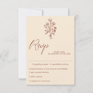 Cartão RSVP Escolha de Refeição Botânica em Terracota Bege Mar
