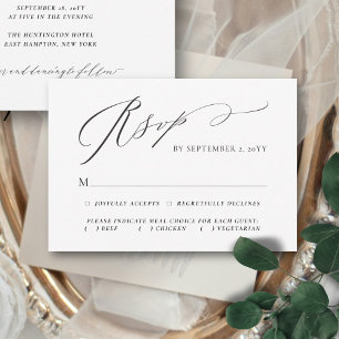 Cartão RSVP Escolha de Refeição Casamento Elegante e Florescen