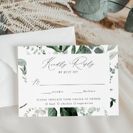 Cartão RSVP Escolha de Refeição com Abundante Verde Casamento