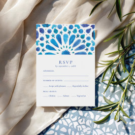 Cartão RSVP Escolha de Refeição com Azulejo Azul Marroquino