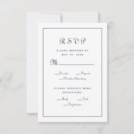 Cartão RSVP Escolha de Refeição com Enclosure de Casamento Azu