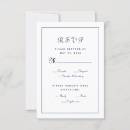 Cartão RSVP Escolha de Refeição com Enclosure de Casamento Azu