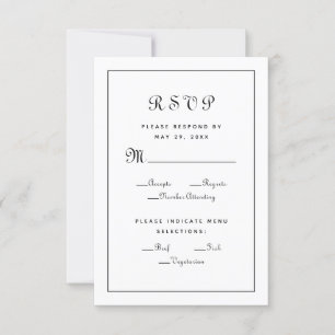 Cartão RSVP Escolha de Refeição com Enclosure de Casamento Pre